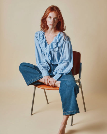 Emile et Ida Blouse - Volanté khadi bleu Emile et Ida