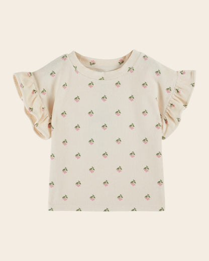 Emile et Ida Cherry Print Terry T-Shirt – Organic Cotton Girls Top Emile et ida