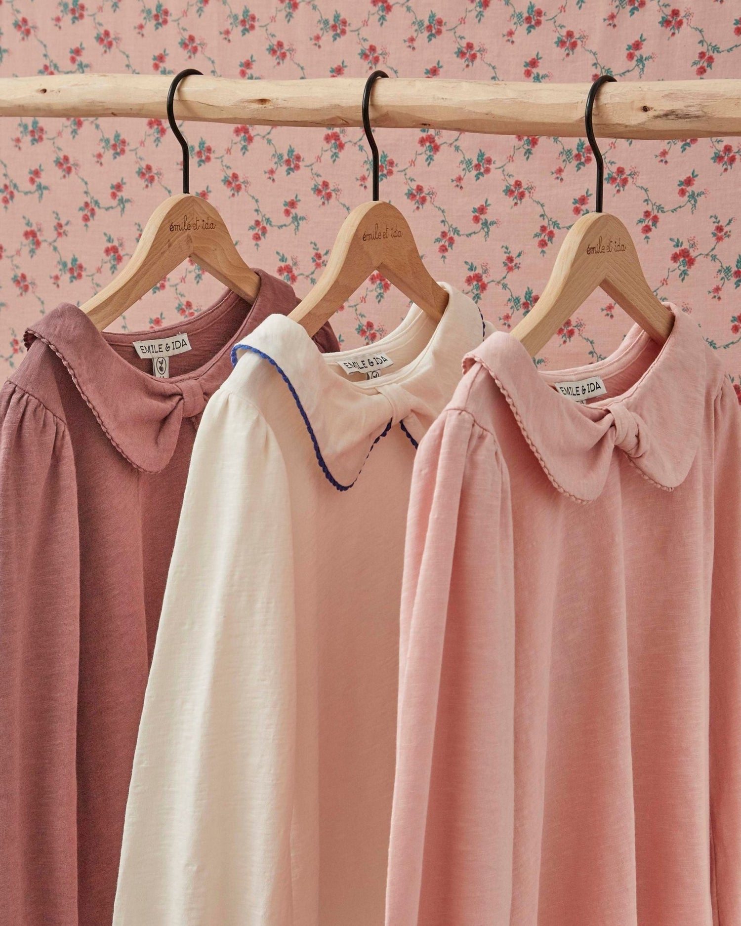 Emile et ida Cream organic cotton bow - neck T-shirt Emile et ida