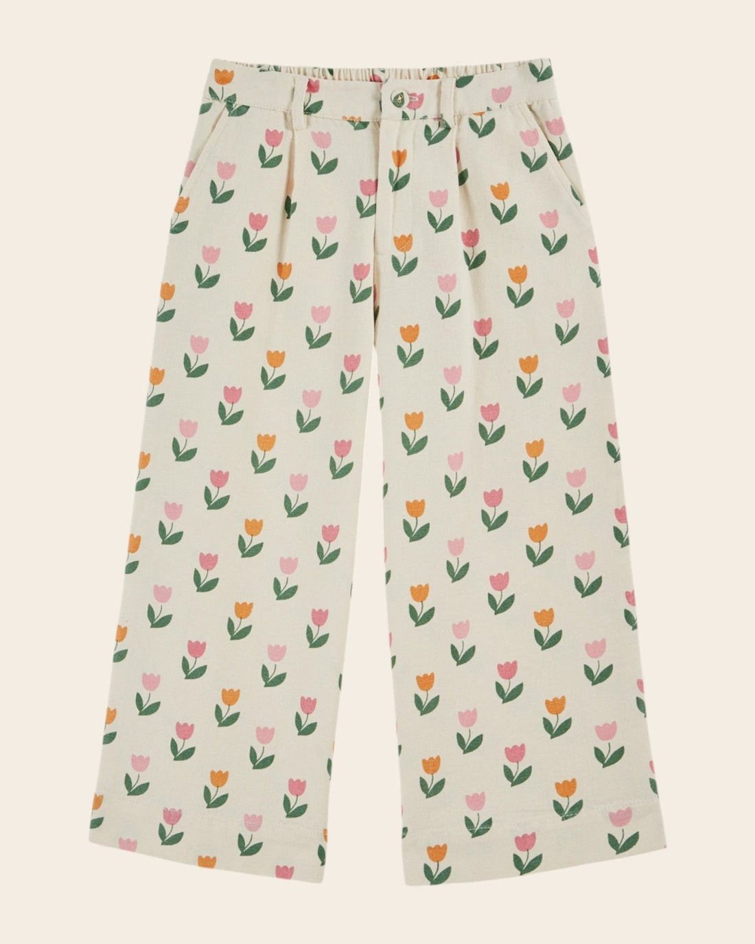 Emile et Ida Tulip Print Wide Leg Pants – Girls Cotton Trousers Emile et ida