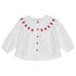 Flöss Everlyn Long Sleeve Blouse – Bright White with Berry Embroidery Flöss
