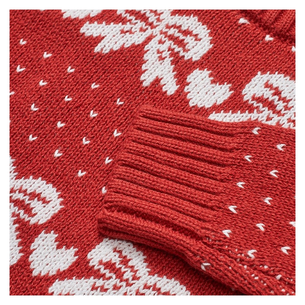 Flöss Noe Christmas Sweater – Red with Off - White Bows &amp; Hearts Flöss