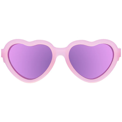 Babiators Frosted Pink Heart | Purple Polarized Mirrored Lenses Babiators