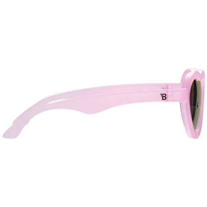 Babiators Frosted Pink Heart | Purple Polarized Mirrored Lenses Babiators