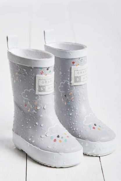 Grass &amp; Air - Little Kids Grey Colour - Revealing Wellies Grass &amp; Air