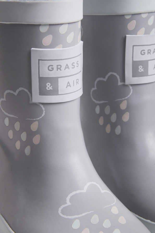Grass &amp; Air - Little Kids Grey Colour - Revealing Wellies Grass &amp; Air