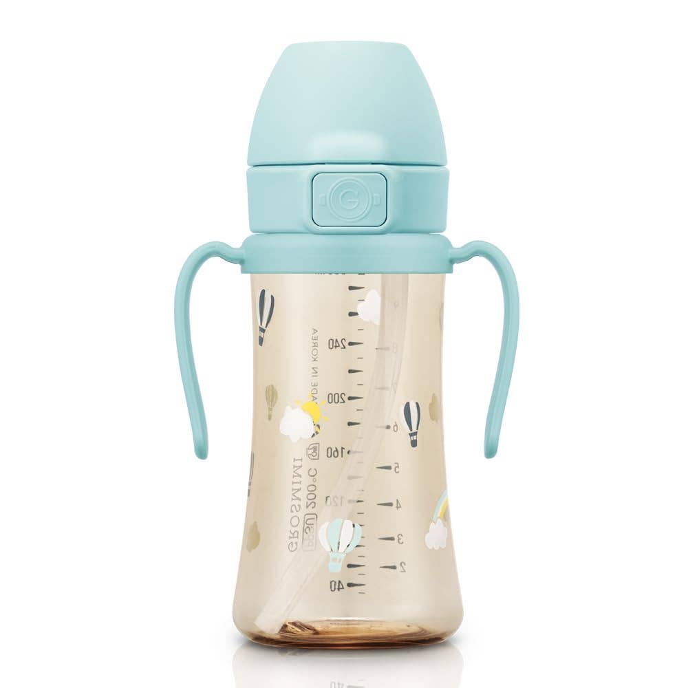 Grosmimi PPSU Straw Cup with Flip Top - 10oz (300ml) Stage 2 Straw: Air Balloon Grosmimi
