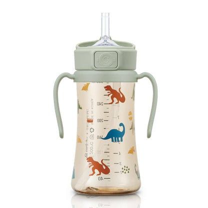 Grosmimi PPSU Straw Cup with Flip Top - 10oz (300ml) Stage 2 Straw: Dinosaur Grosmimi