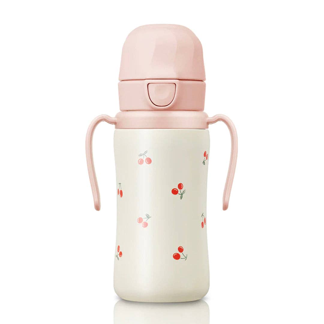 Grosmimi Stainless Steel Straw Cup with Flip Top - 10oz (300ml): Bear_Butter Grosmimi