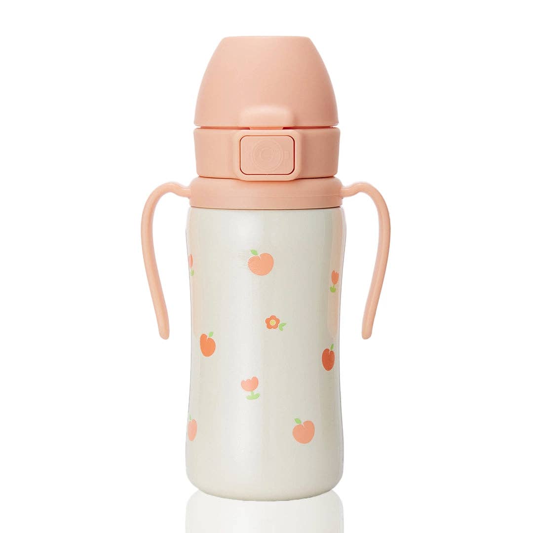 Grosmimi Stainless Steel Straw Cup with Flip Top - 10oz (300ml): Bear_Butter Grosmimi