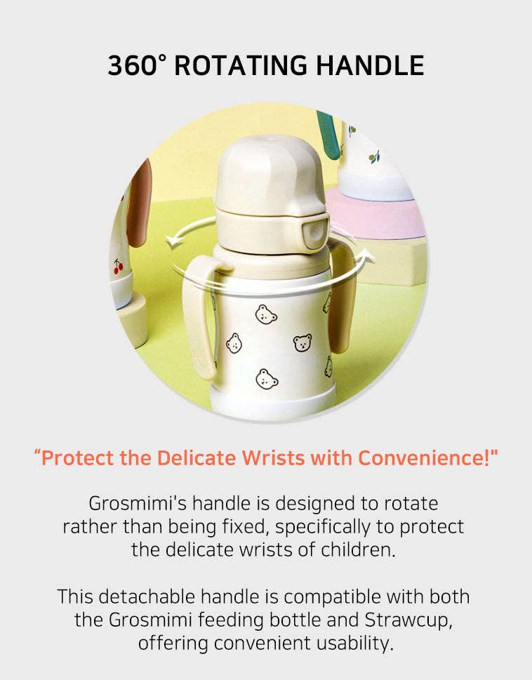 Grosmimi Stainless Steel Straw Cup with Flip Top - 10oz (300ml): Bear_Butter Grosmimi