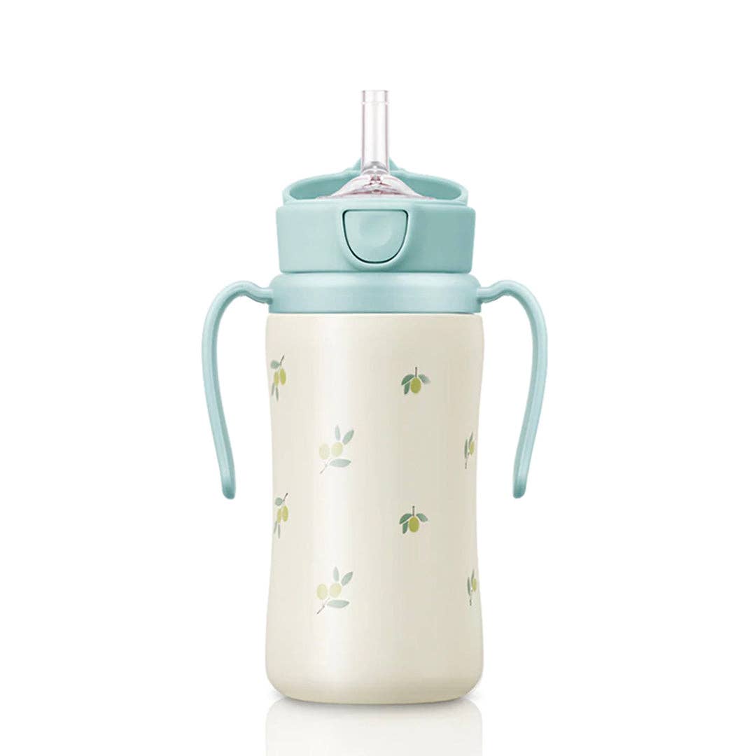 Grosmimi Stainless Steel Straw Cup with Flip Top - 10oz (300ml): Bear_Butter Grosmimi