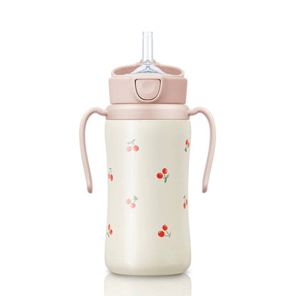 Grosmimi Stainless Steel Straw Cup with Flip Top - 10oz (300ml): Bear_Butter Grosmimi