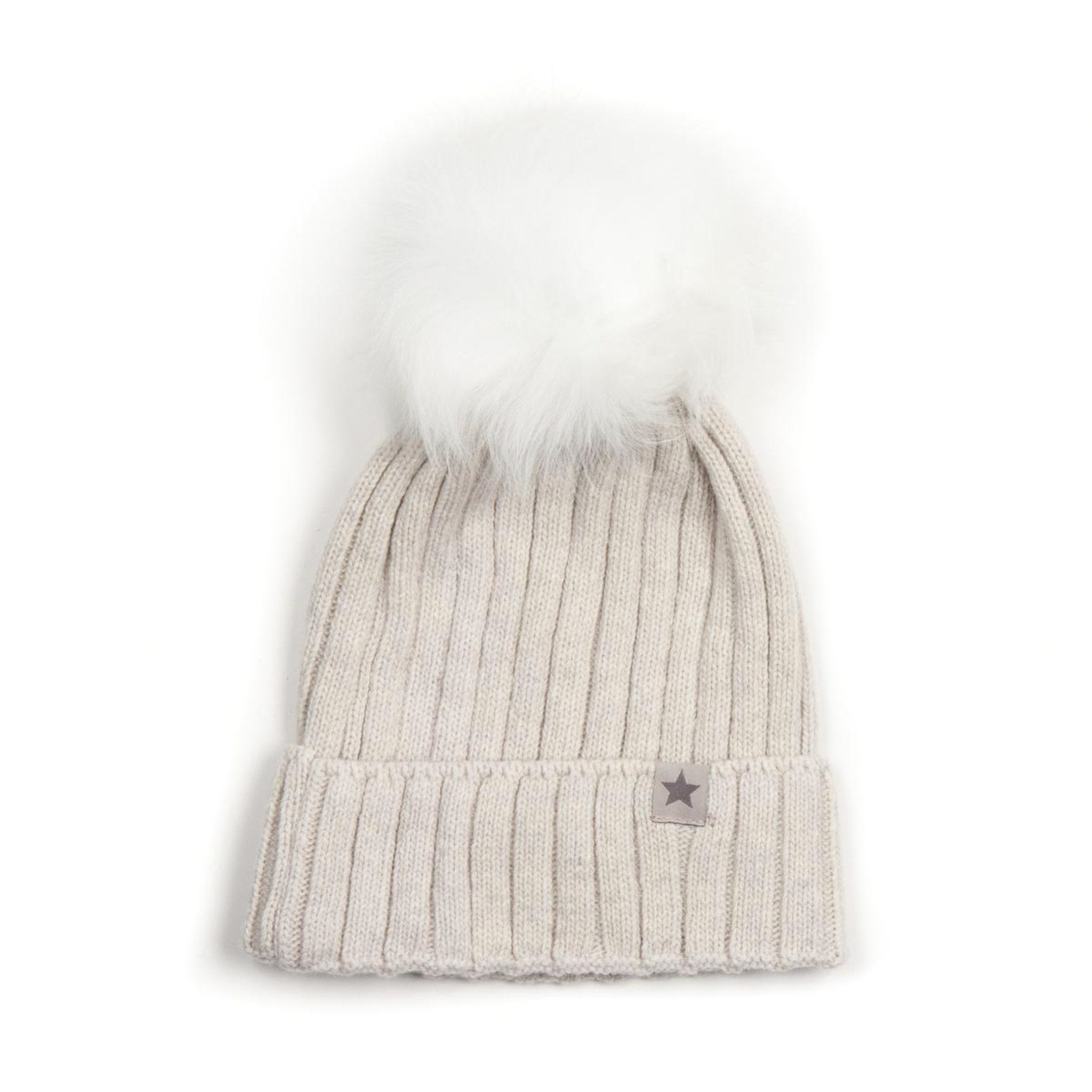 Huttelihut OffWhite Hat Knit W. Alpaca Pompom Huttelihut