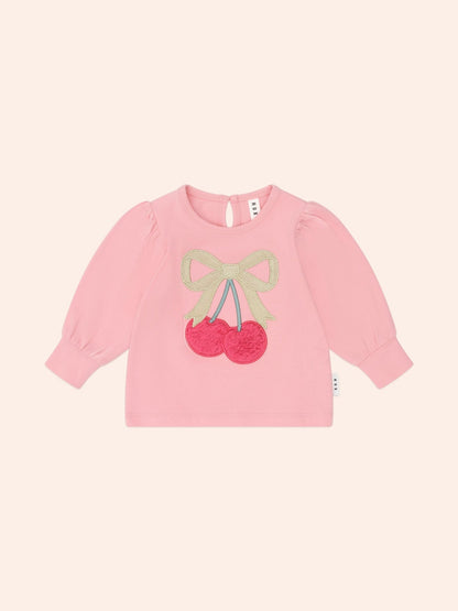 Huxbaby Cherry Bow Puff Sleeve Top Huxbaby