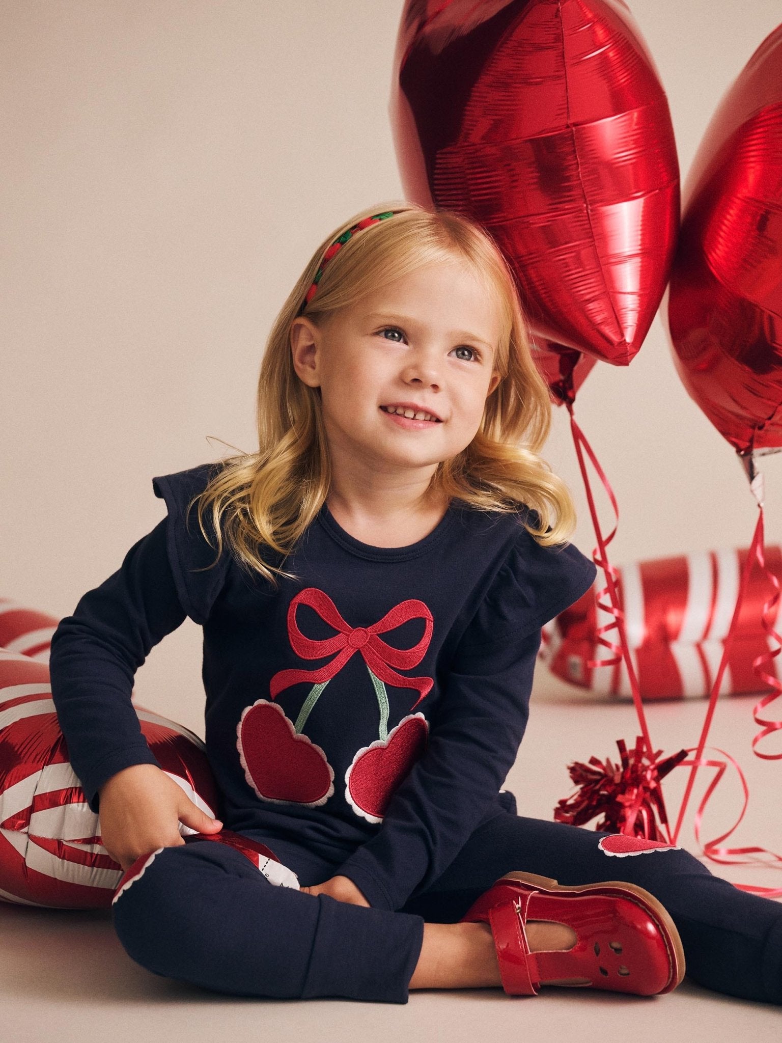 Huxbaby Cherry Heart Frill Top – Organic Cotton Festive Top Huxbaby