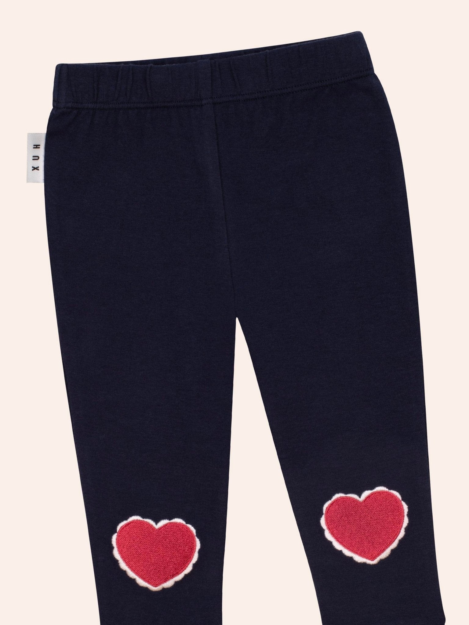 Huxbaby I Heart U Leggings – Navy Heart Knee Leggings Huxbaby