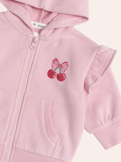 Huxbaby Zip Up Frill Hoodie Apricot Huxbaby