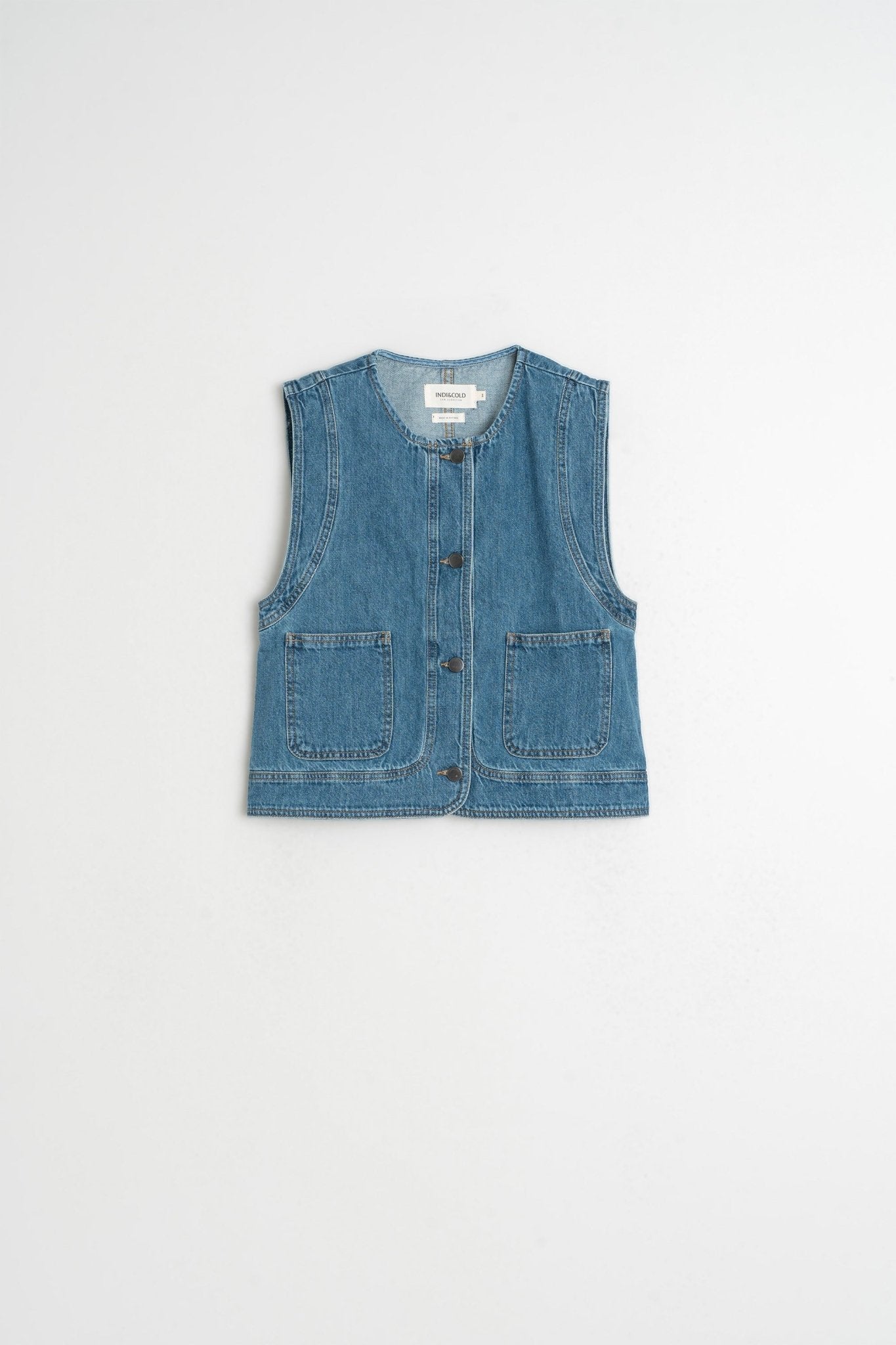 Indi &amp; Cold Denim Vest – Recycled Cotton &amp; Linen INDI&amp;COLD