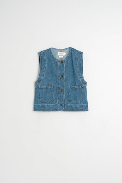 Indi &amp; Cold Denim Vest – Recycled Cotton &amp; Linen INDI&amp;COLD