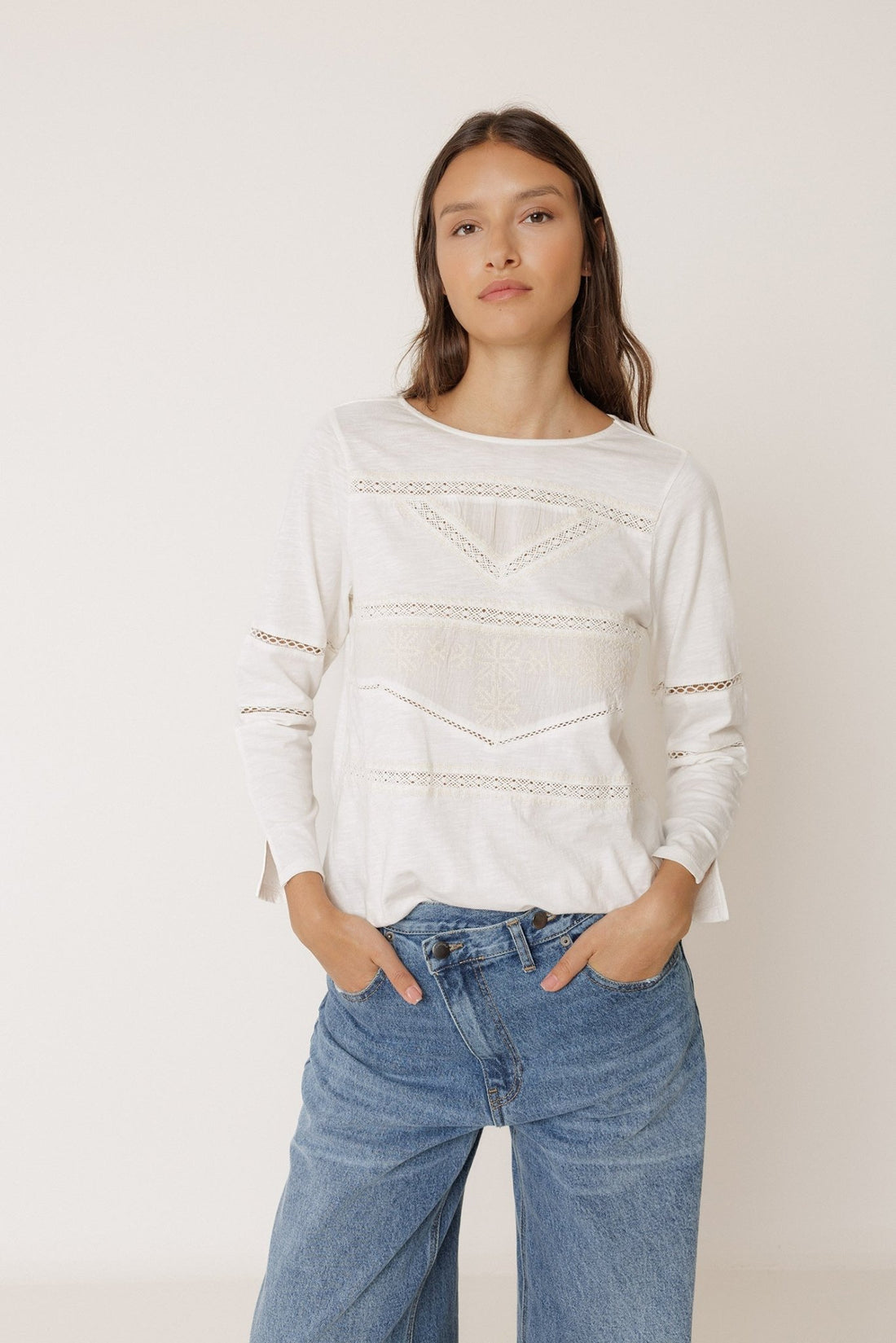 Indi &amp; Cold Romantic Combination Tee – Ecru INDI&amp;COLD