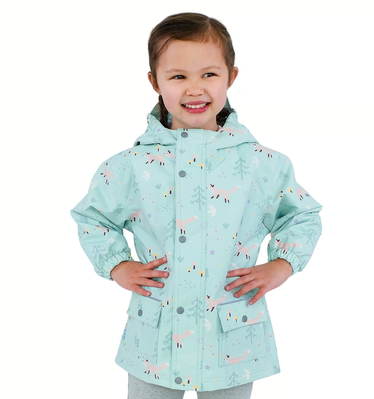 Jan &amp; Jul Kids Fleece Lined Rain Jackets | Minty Forest Jan &amp; Jul