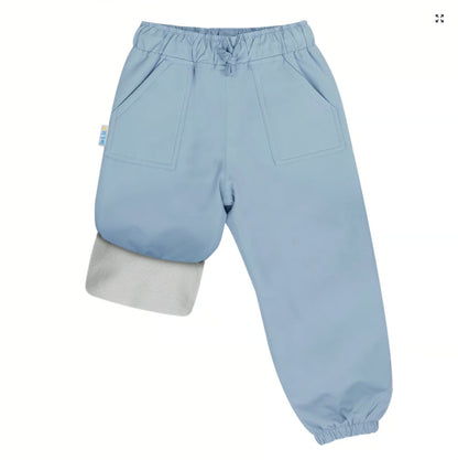 Jan &amp; Jul Kids Fleece Lined Rain Pants | Dusty Blue Jan &amp; Jul