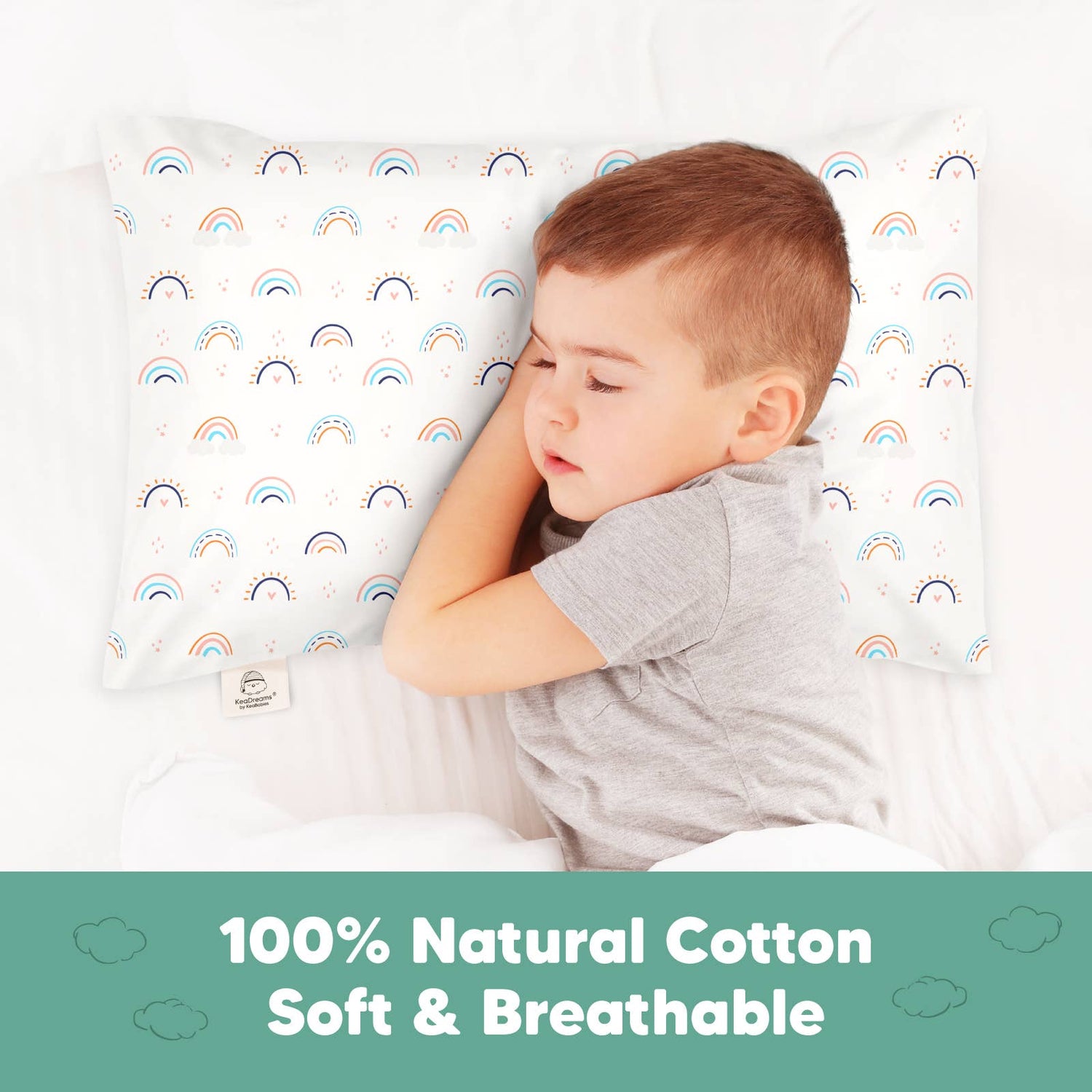 KeaBabies - KeaBabies Printed Toddler Pillowcase 13X18" (Jolly Rainbow) KeaBabies