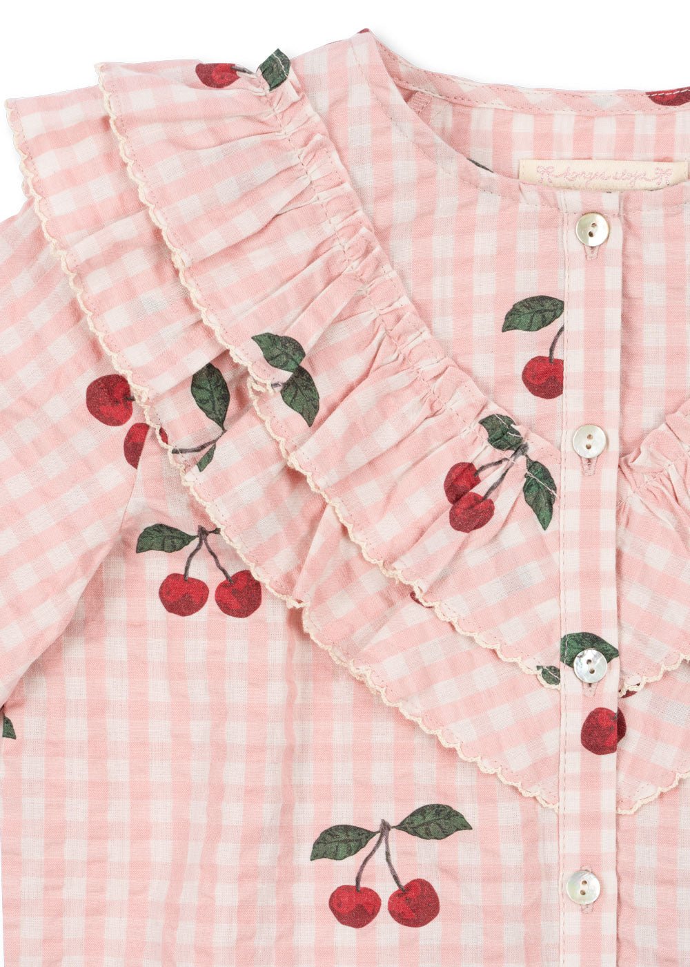 Konges Sløjd KIM FRILL BLOUSE GOTS - CHERRY CHECK Konges Sløjd