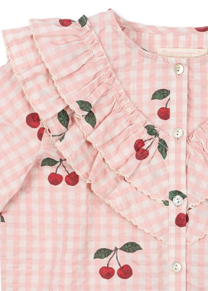 Konges Sløjd KIM FRILL BLOUSE GOTS - CHERRY CHECK Konges Sløjd