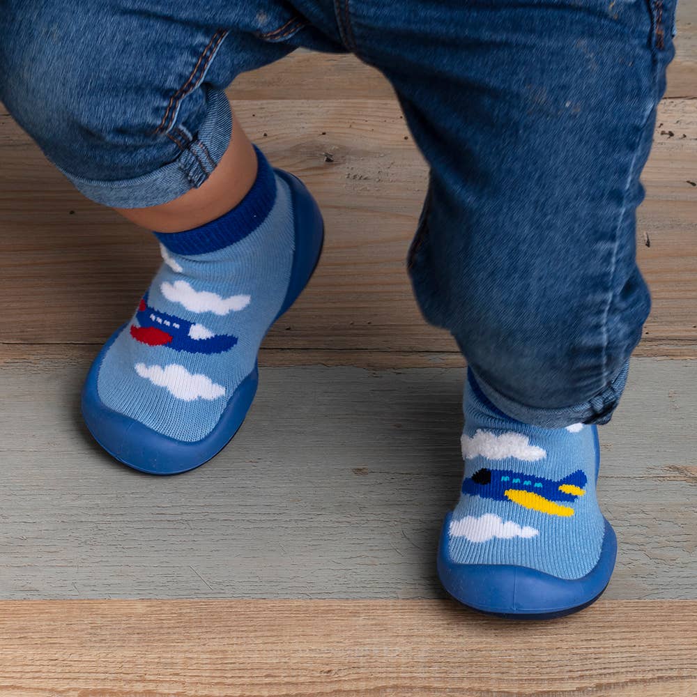 Komuello - Komuello first walker baby sock shoes - Aeroplanes Komuello