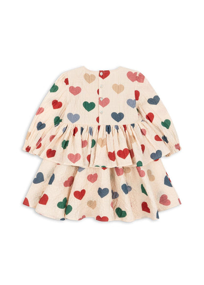 Konges Sløjd ELIN FRILL DRESS GOTS - BON COEUR COLORE FRAPPE Konges Sløjd