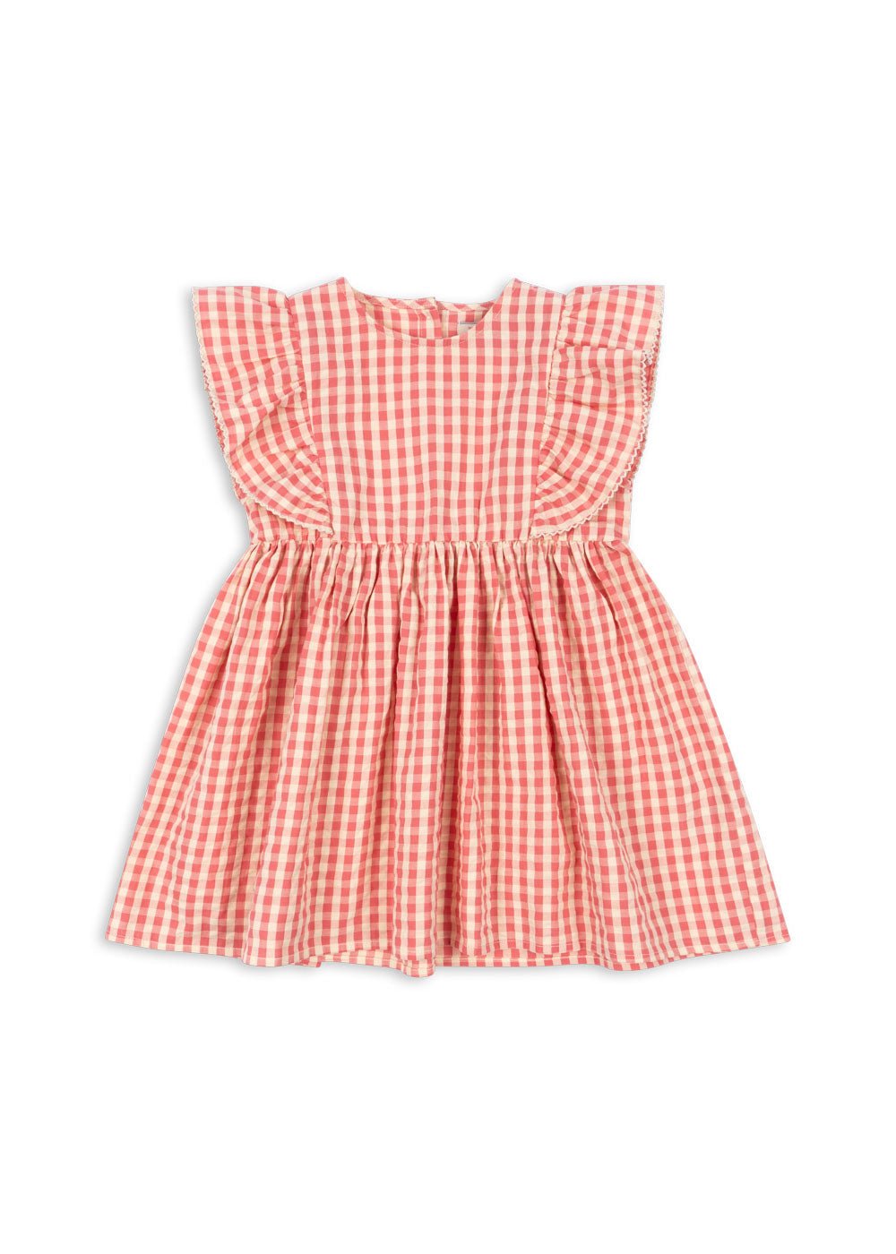 Konges Sløjd KIM FRILL DRESS GOTS - flamingo plume check Konges Sløjd