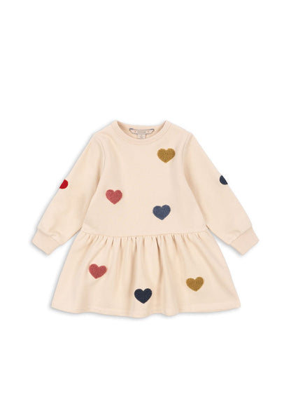 Konges Sløjd Lou Sweat Dress – Multi Heart | Kids Organic Cotton Dress Konges Sløjd New Collection