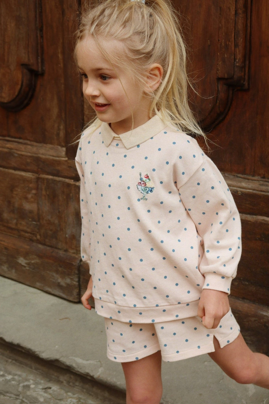 Konges Sløjd SPOTTY LONG SLEEVE POLO - rosewater dot Konges Sløjd New Collection