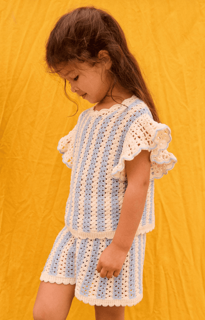 Louise Misha Mekylane Shorts in Blue Stripes Louise Misha