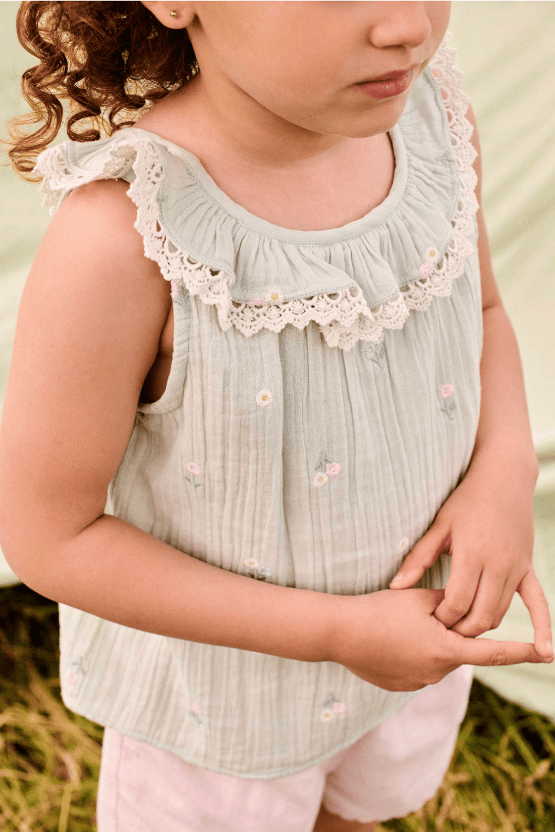 Louise Misha Zelina Blouse in Almond Floral Louise Misha