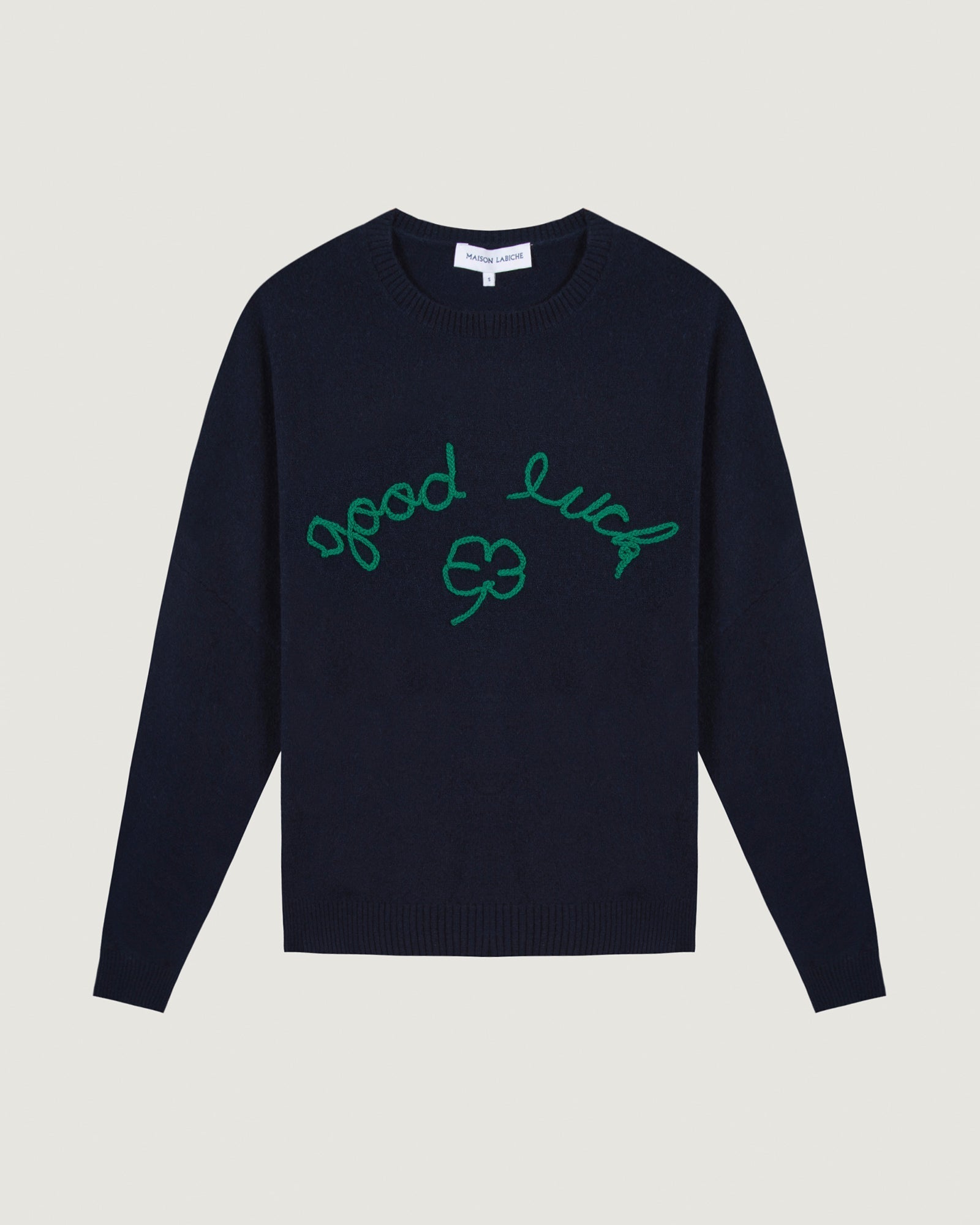 Maison Labiche "Good Luck" buzelin cashmere sweater - MIDNIGHT BLUE Maison Labiche