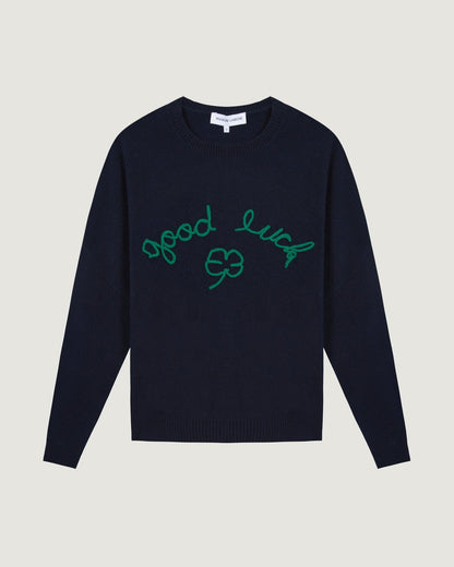 Maison Labiche "Good Luck" buzelin cashmere sweater - MIDNIGHT BLUE Maison Labiche