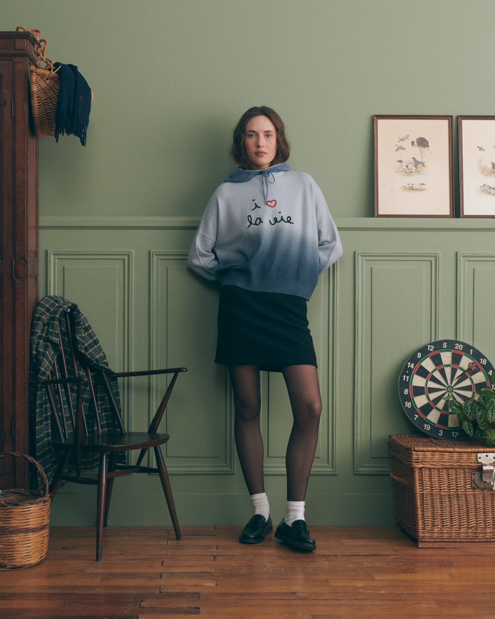 Maison Labiche "I Love La Vie" buzelin cashmere sweater - SKY BLUE DIP DYE Maison Labiche
