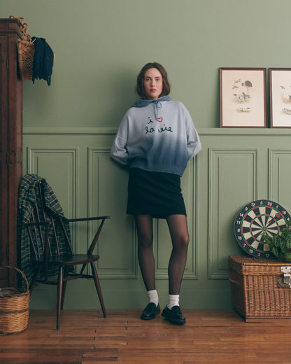 Maison Labiche "I Love La Vie" buzelin cashmere sweater - SKY BLUE DIP DYE Maison Labiche