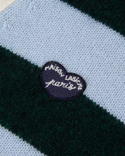 Maison Labiche "Patch Coeur" Glizières lambswool and cashmere - IVORY STRIPES CB Maison Labiche