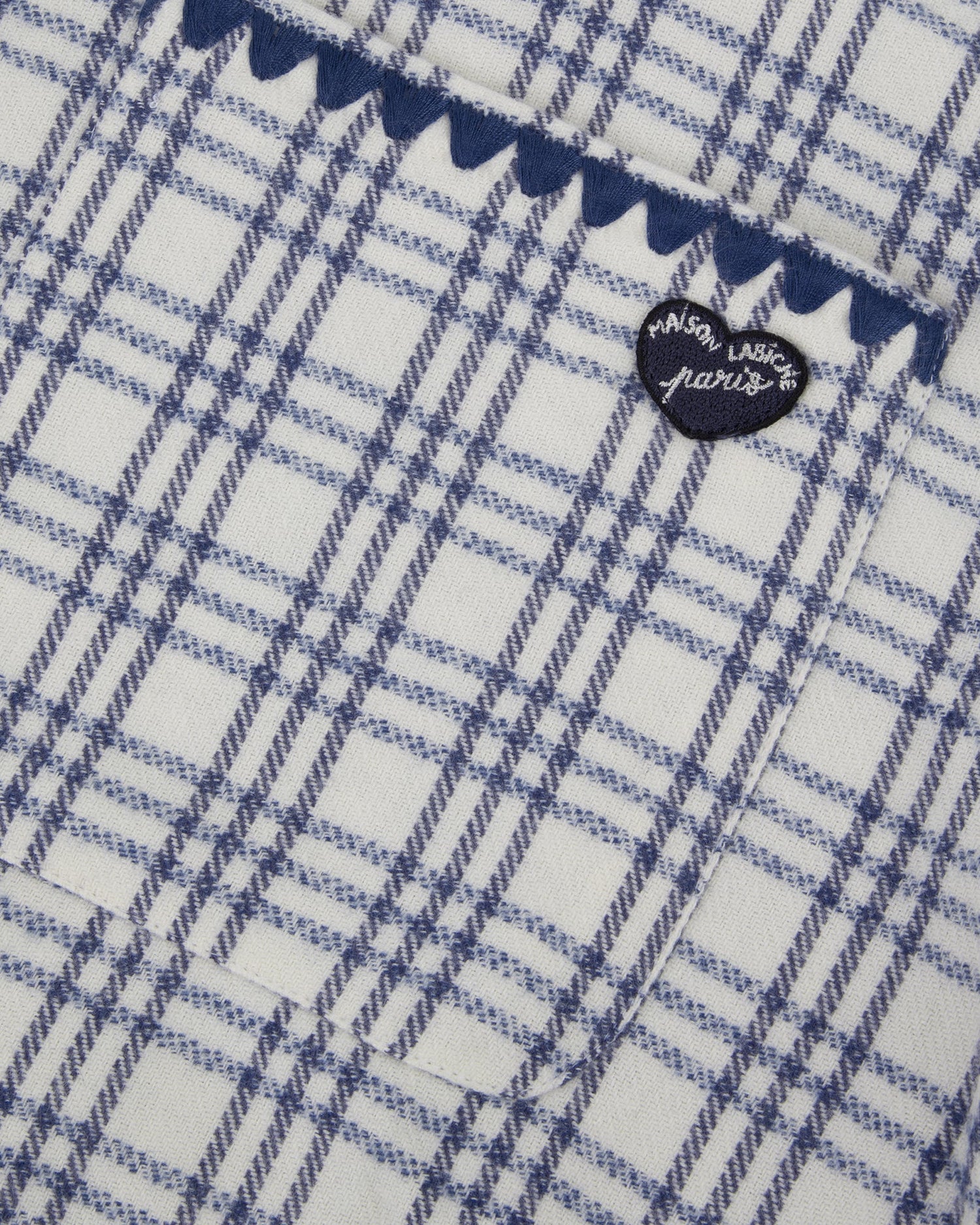 Maison Labiche "Patch Coeur" minjoz flannel shirt BLUE CHECK MOULINE Maison Labiche