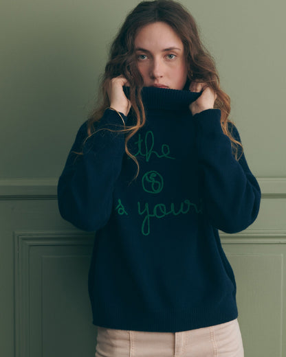 Maison Labiche "The Earth Is Yours" fautrier cashmere sweater - ULTRAMARINE Maison Labiche
