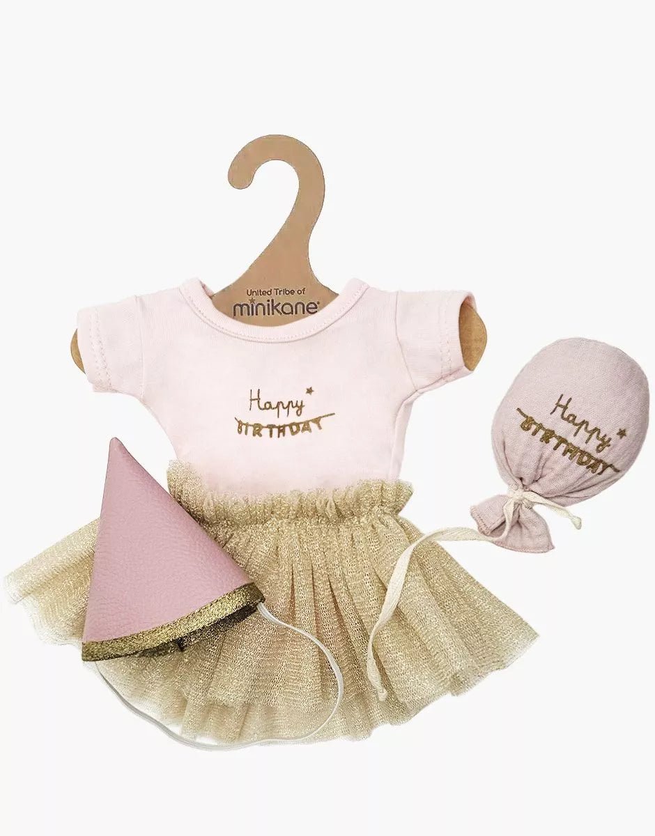 Minikane Les P’tits Déguis’ Happy Birthday Doll Outfit – Petal Pink | 34 &amp; 37cm Minikane