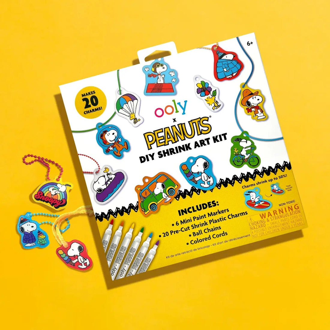 NEW OOLY X Peanuts: D.I.Y. Shrink Art Kit &amp; 6 Mini Paint Markers OOLY