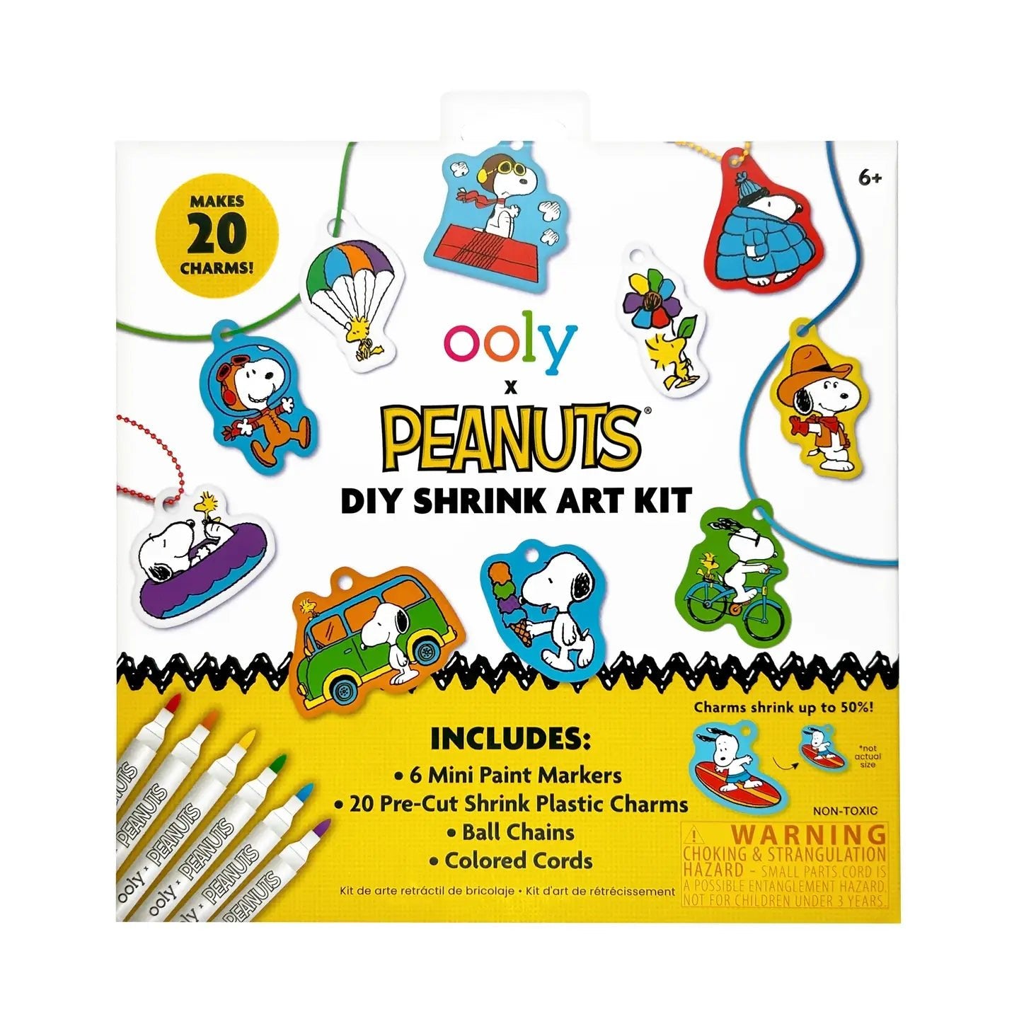 NEW OOLY X Peanuts: D.I.Y. Shrink Art Kit &amp; 6 Mini Paint Markers OOLY
