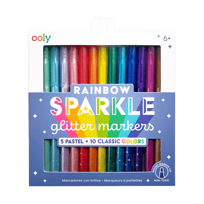 OOLY Rainbow Sparkle Glitter Markers - Set of 15 OOLY