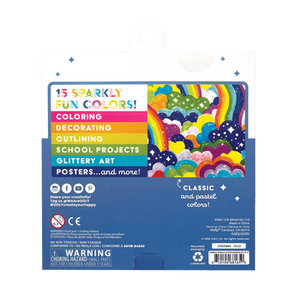OOLY Rainbow Sparkle Glitter Markers - Set of 15 OOLY