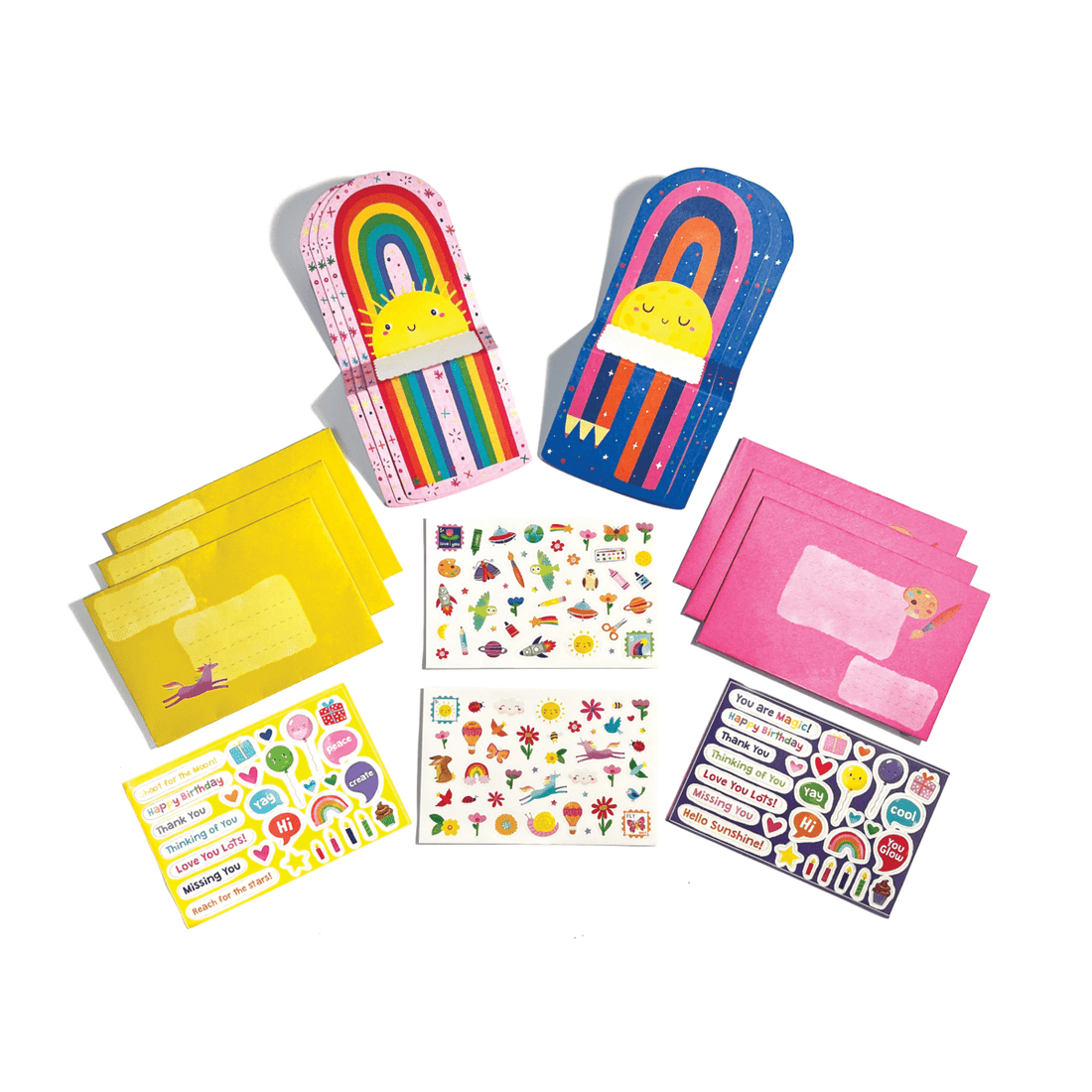 OOLY Tiny Tadas! Note Cards and Sticker Set - Hello Rainbows OOLY